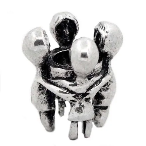Family Charm Mom,dad and Kids Hugging European Bead Compatible for Most European Snake Chain Bracelet