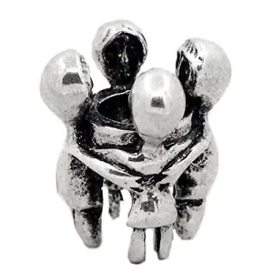 Family Charm Mom,dad and Kids Hugging European Bead Compatible for Most European Snake Chain Bracelet