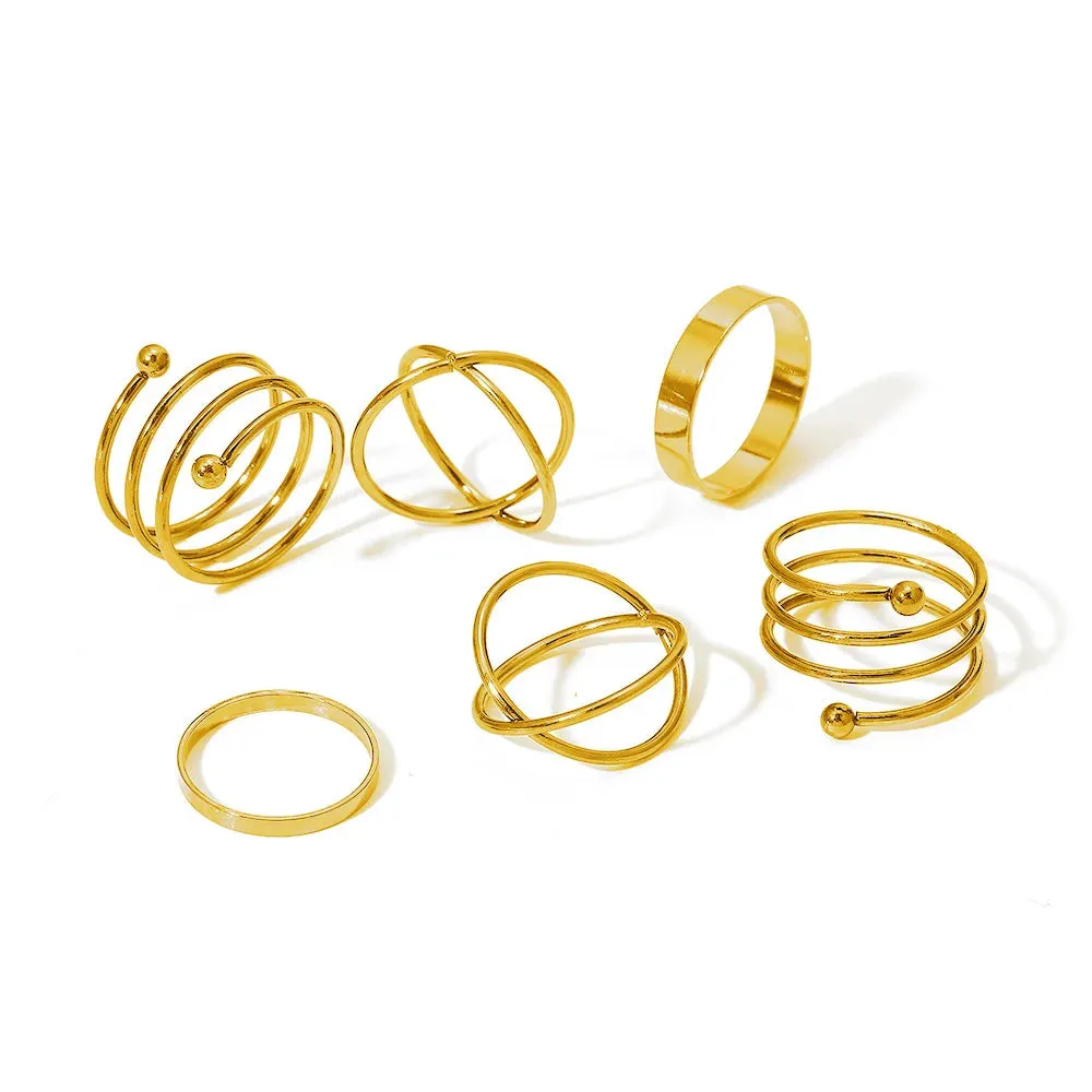 Fashion Women Ring Set Punk Cool Anillos Vintage Simple Black Cross Chain Joint Rings Sets Women Accessories Jewelry Gifts Party