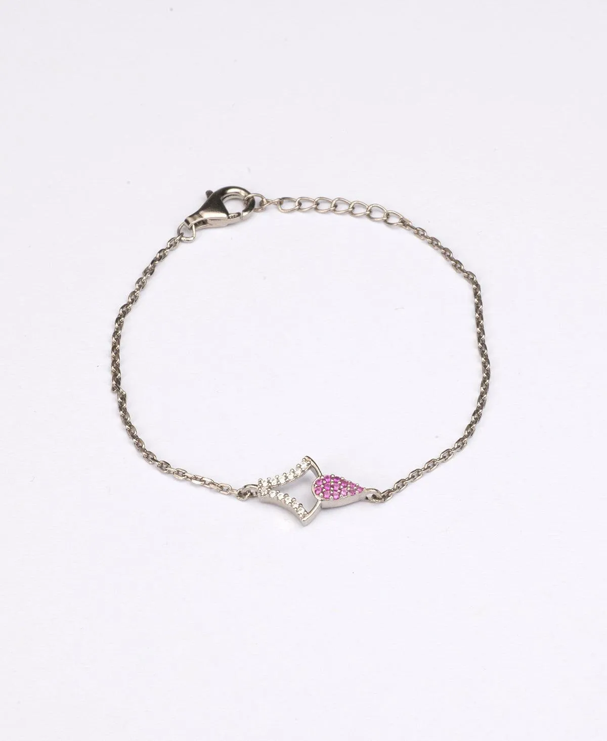 Fashionable Stone Studded Silver Bracelet.