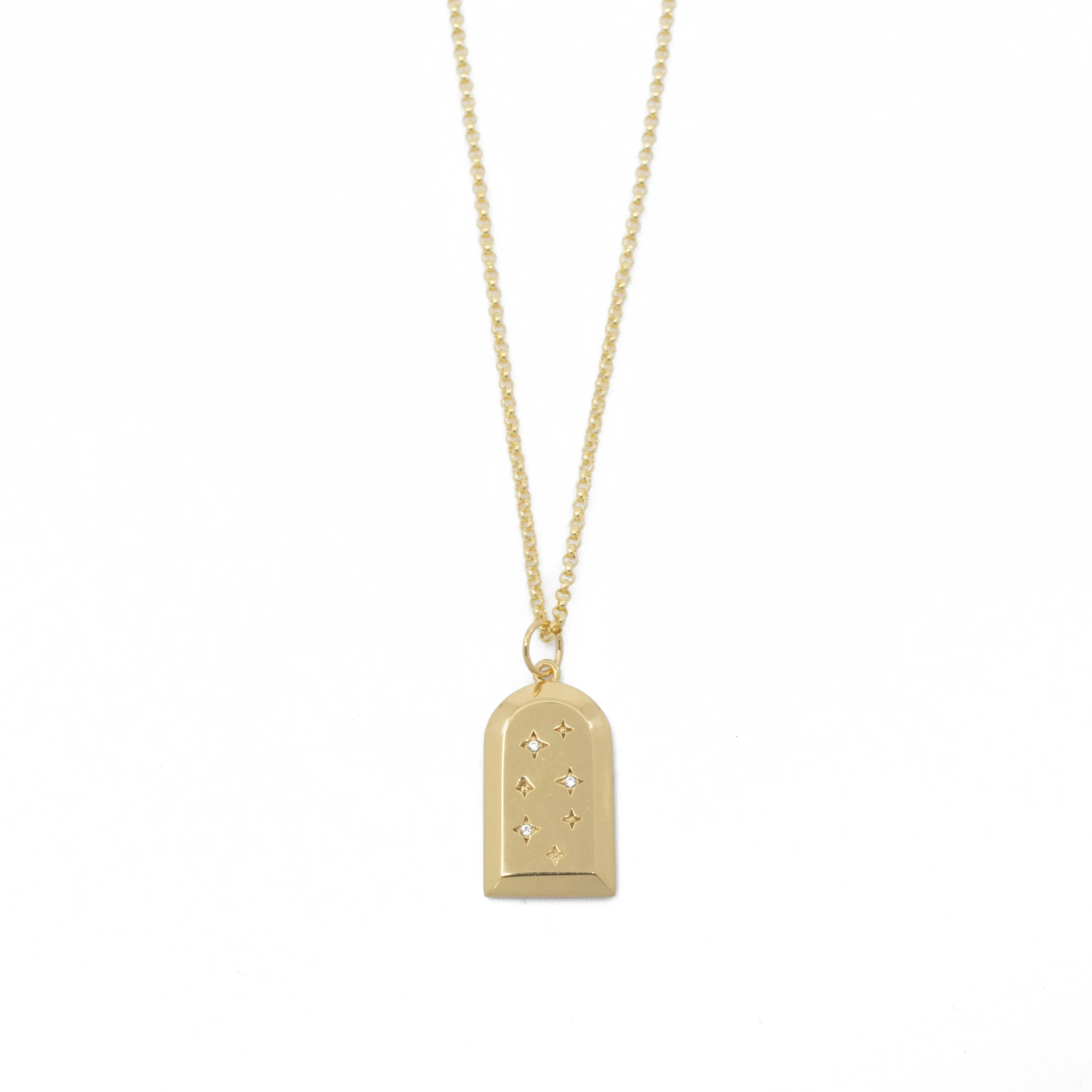Ferris Diamond CZ Arch Amulet Necklace in Gold