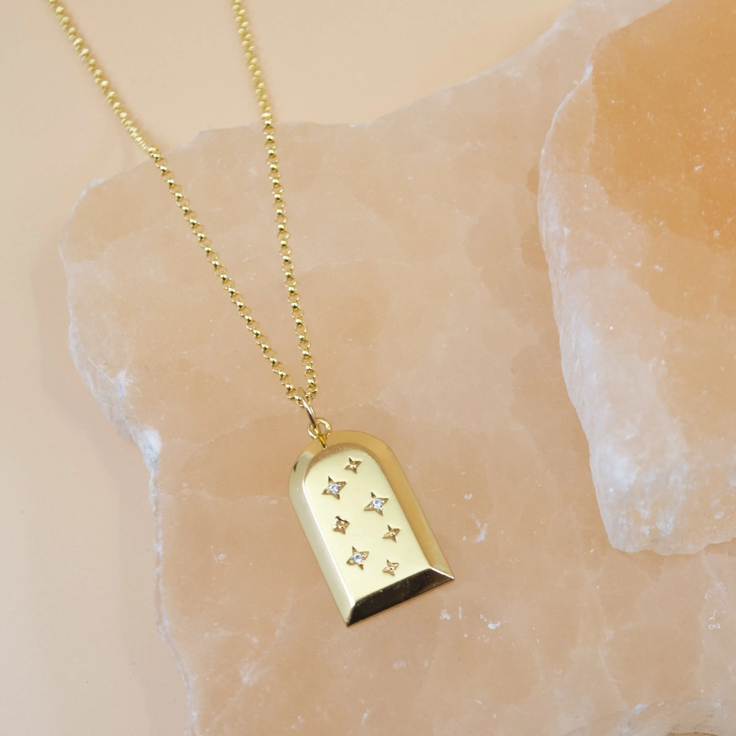 Ferris Diamond CZ Arch Amulet Necklace in Gold