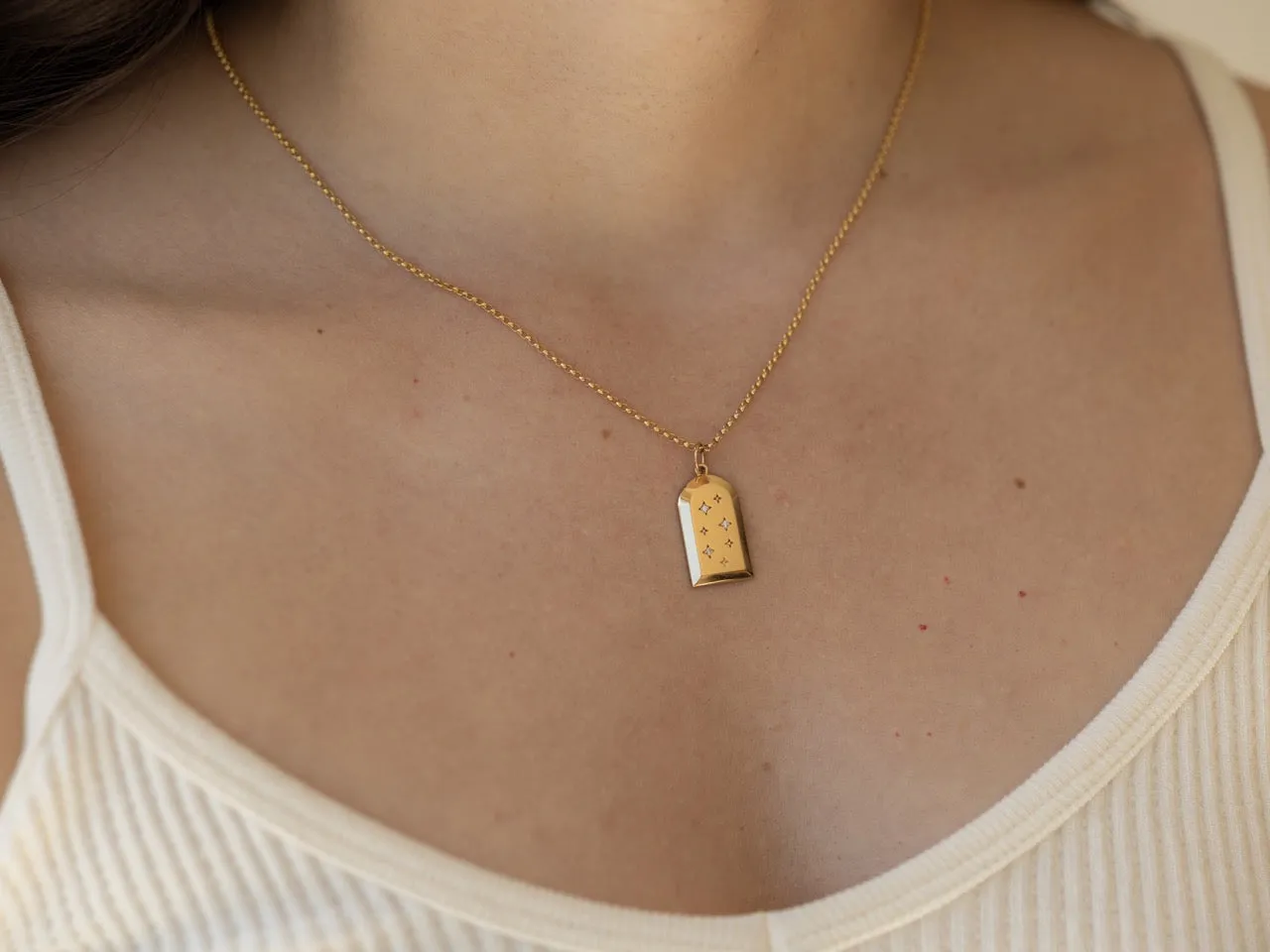 Ferris Diamond CZ Arch Amulet Necklace in Gold
