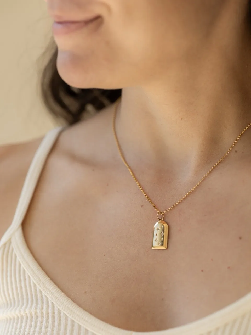 Ferris Diamond CZ Arch Amulet Necklace in Gold