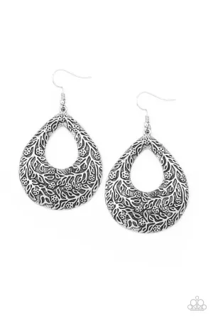 Flirtatiously Flourishing Silver Paparazzi Earrings
