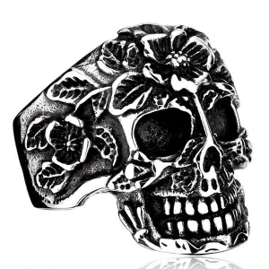 Flower Garden Skull Ring