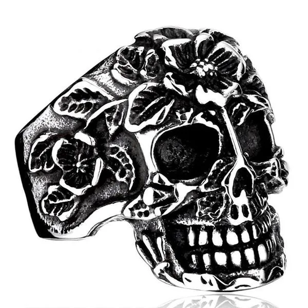Flower Garden Skull Ring