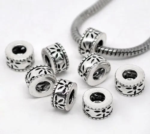 Flower Pattern Cooper European Bead Compatible for Most European Snake Chain Bracelet