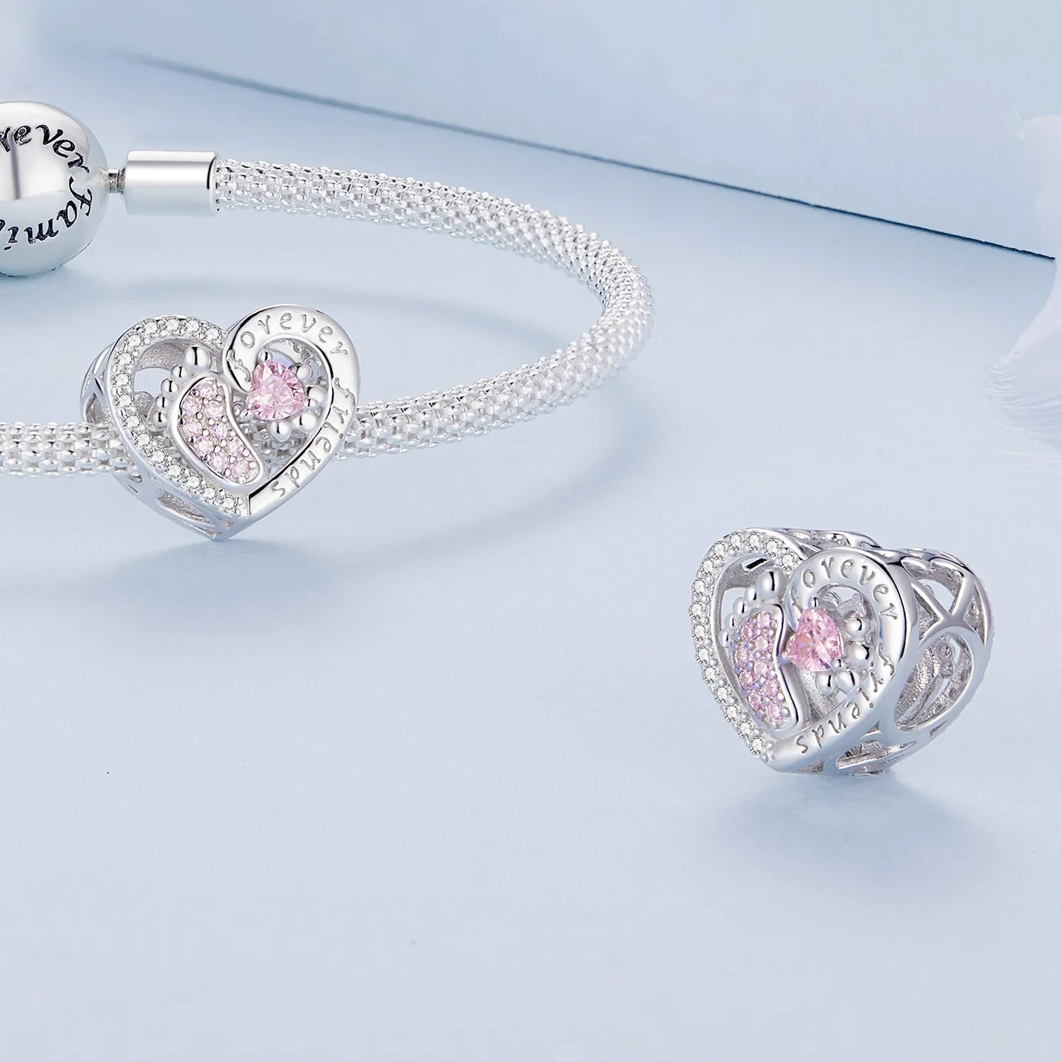 Forever Friends Heart & Foot Charm