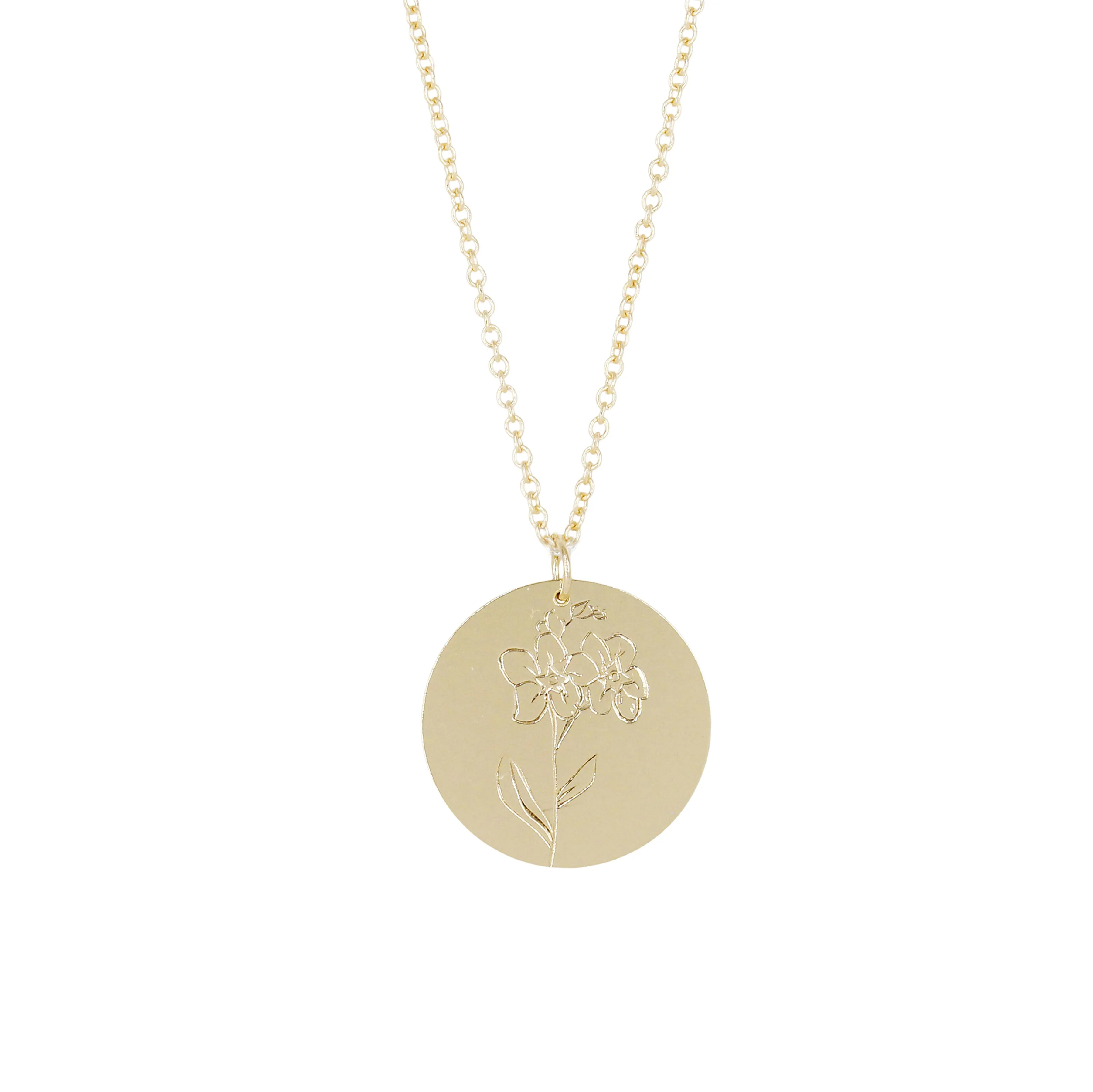 Forget Me Not Hand Engraved Love Token Necklace