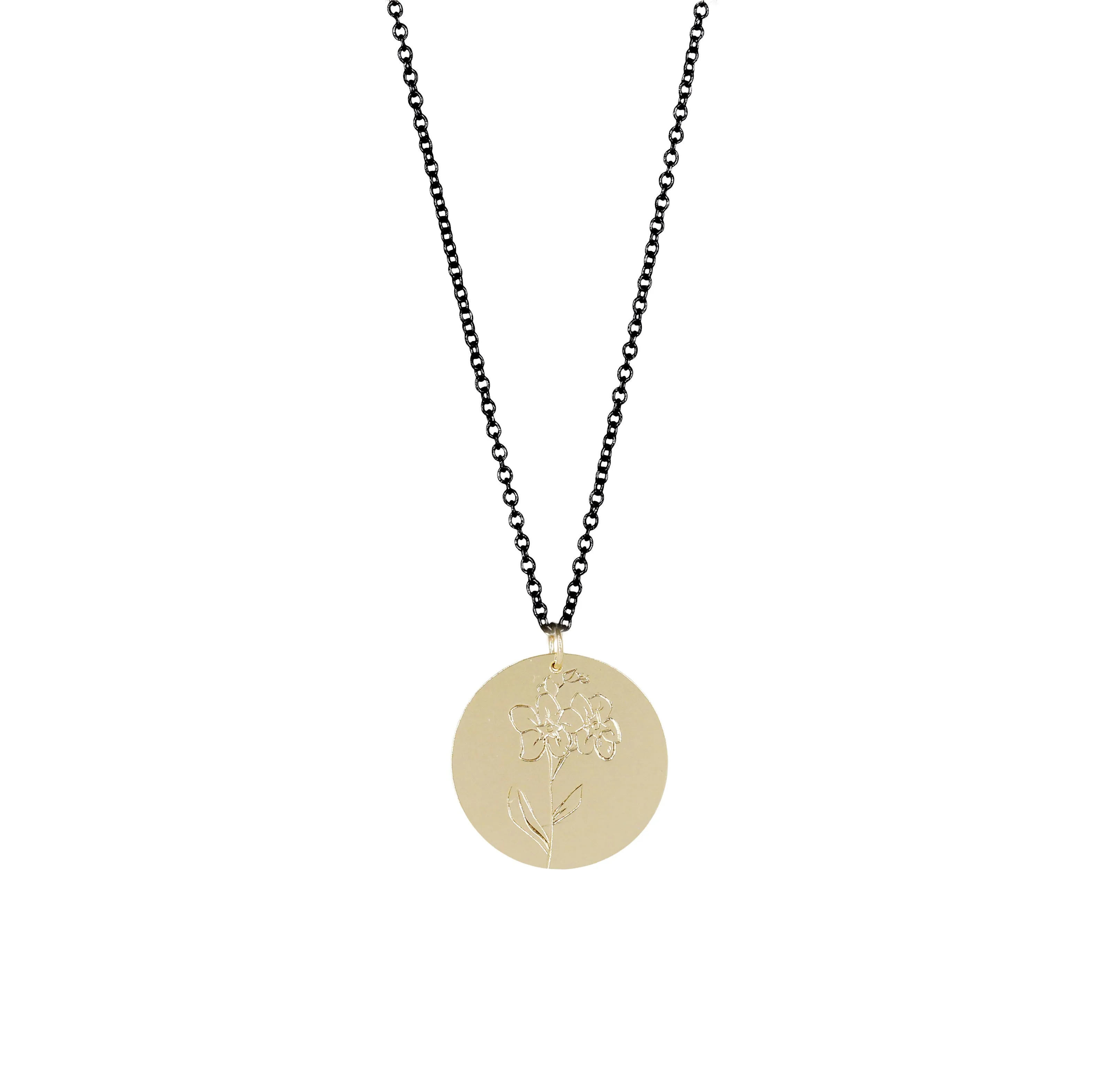 Forget Me Not Hand Engraved Love Token Necklace