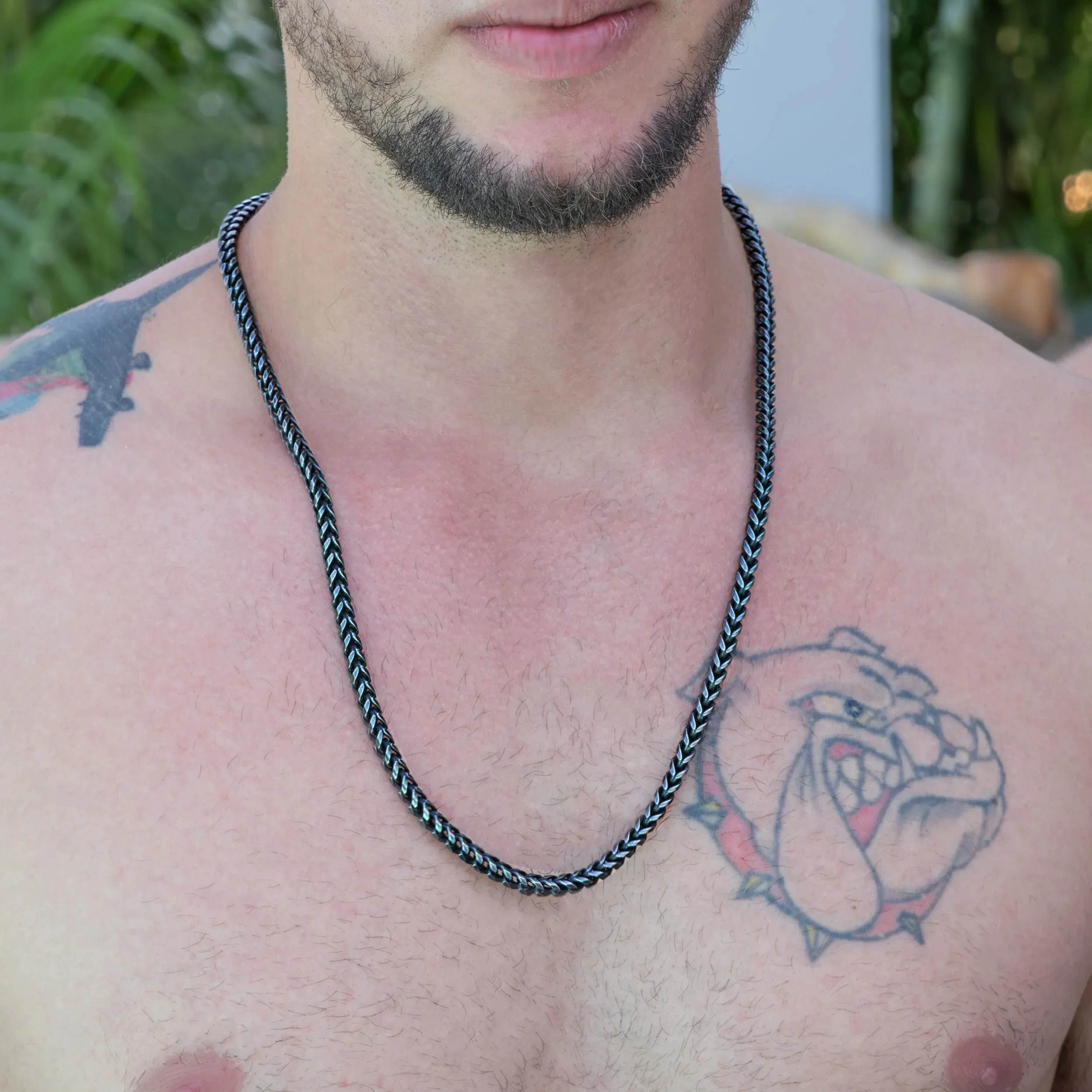 Francilo Gun Metal Grey Foxtail Chain Necklace