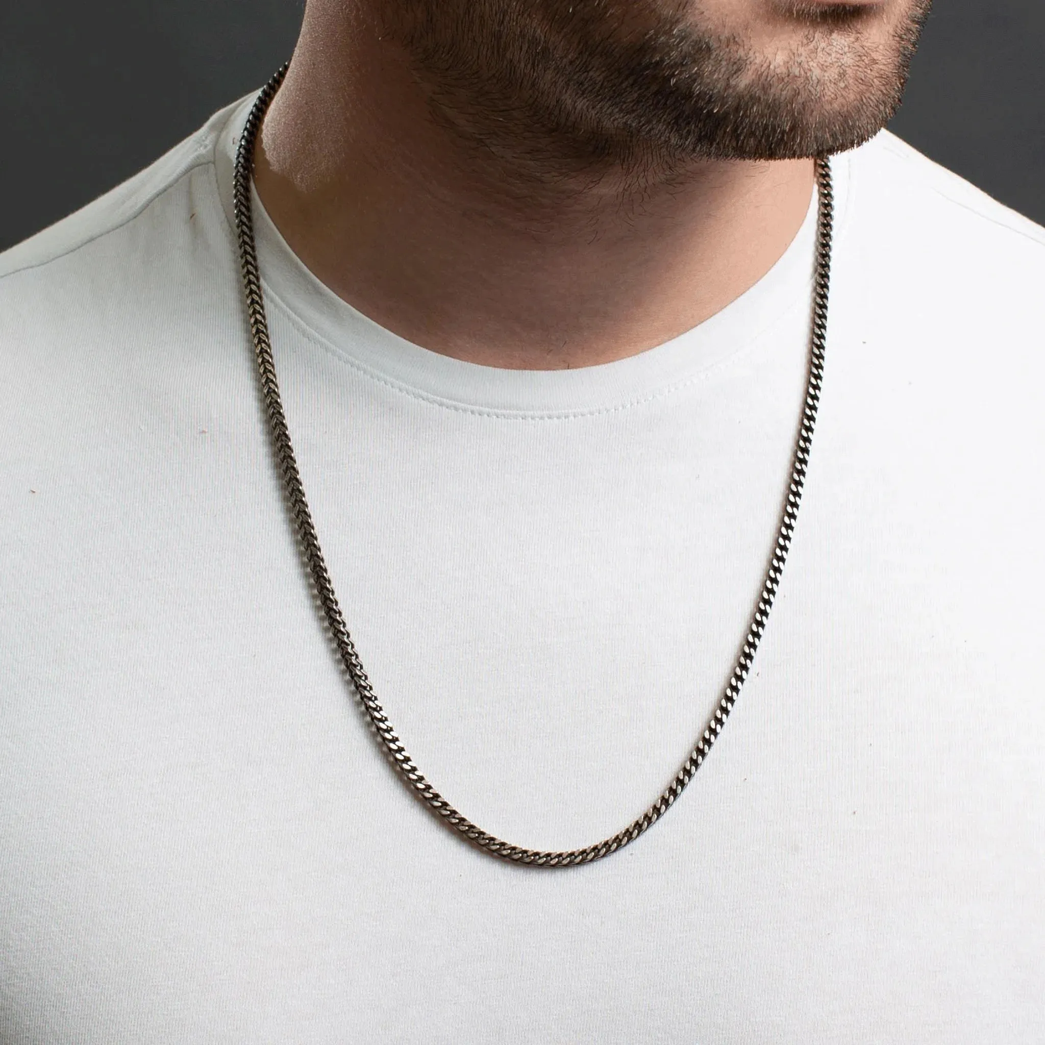 Francilo Gun Metal Grey Foxtail Chain Necklace