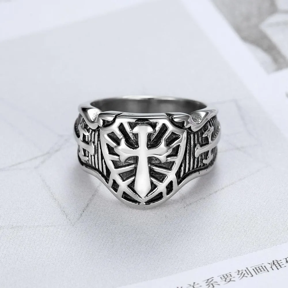 Freemason Masonic Cross Stainless Steel Ring