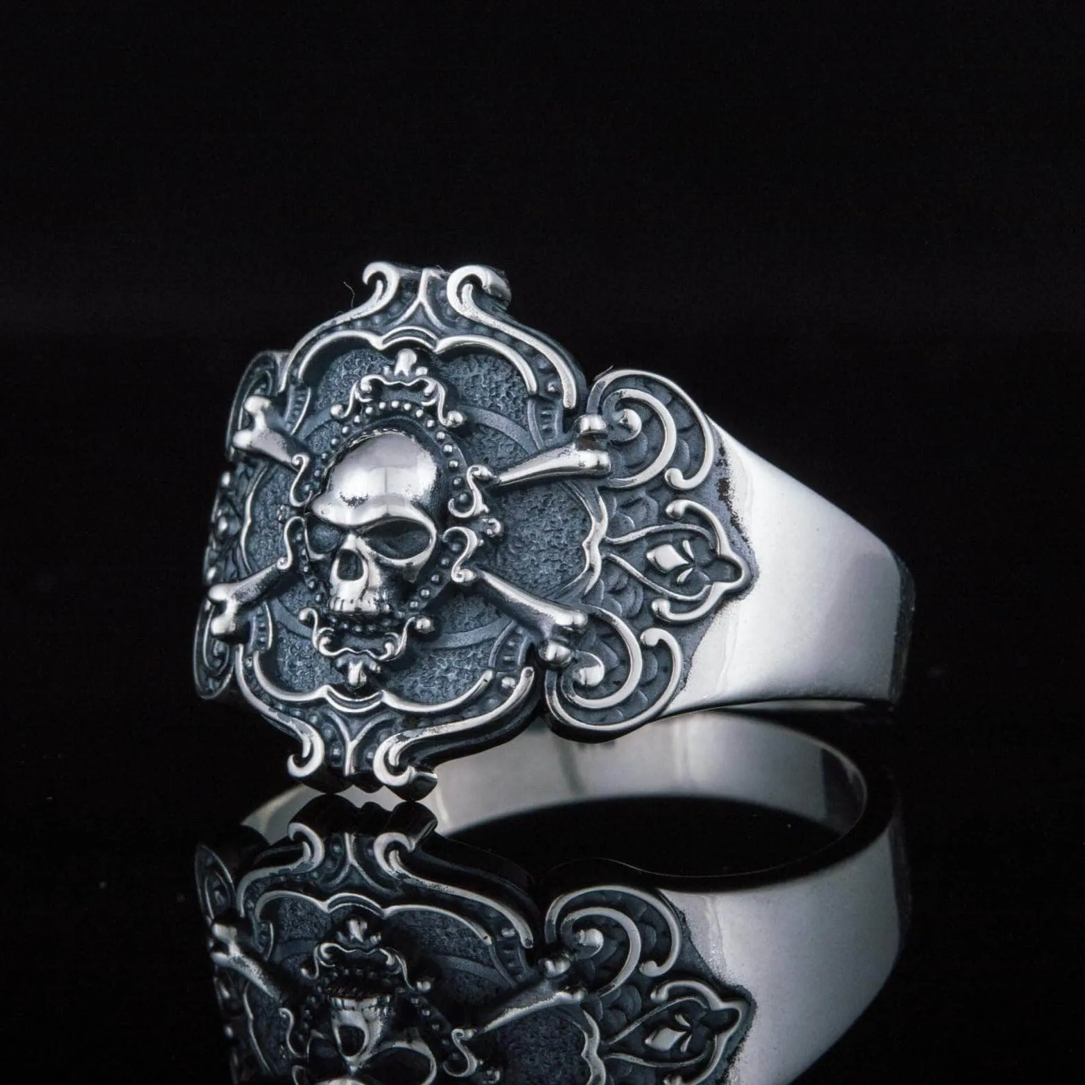 Freemasonic with Skull Sterling Silver Ring