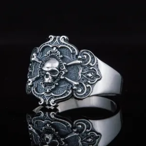 Freemasonic with Skull Sterling Silver Ring