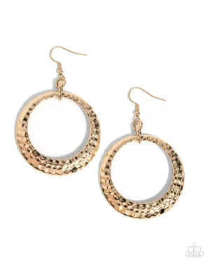 Gallery Gear - Gold - Hammered Hoop Paparazzi Fishhook Earrings