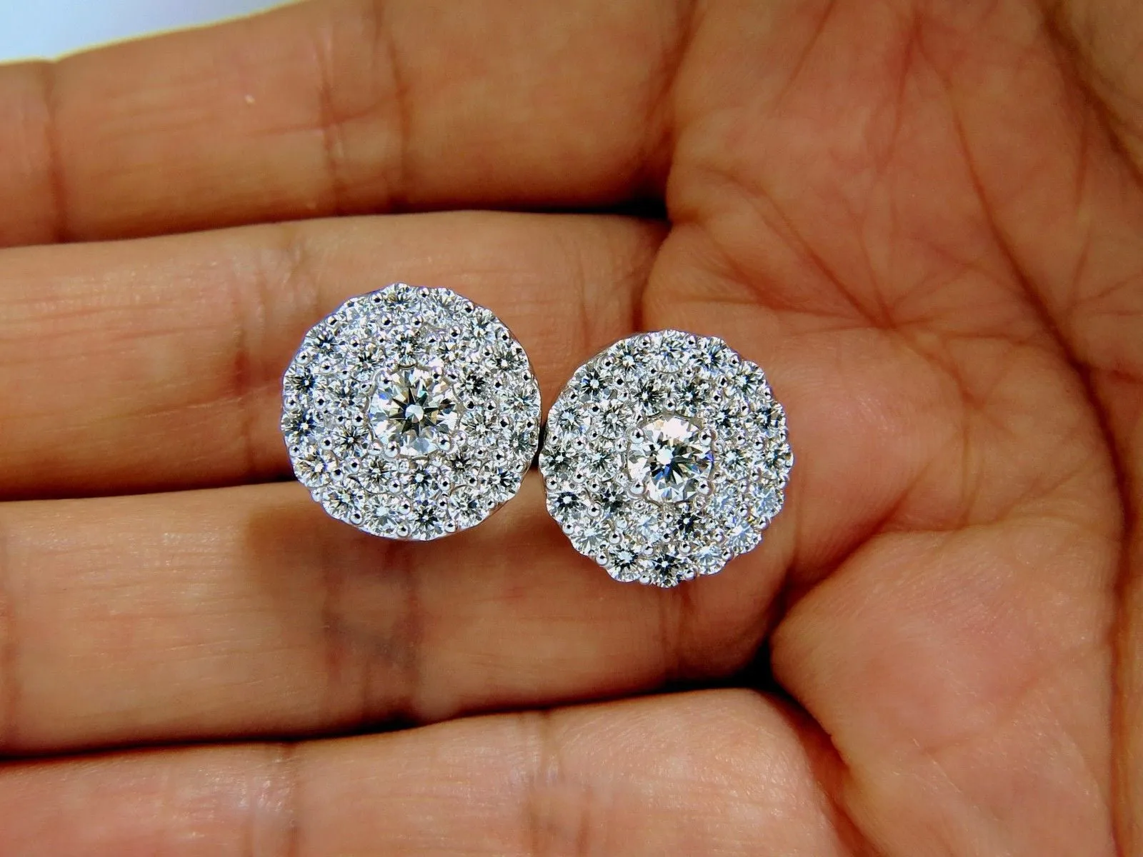 GIA Certified 4.60ct. Matching diamond cluster circular earrings omega