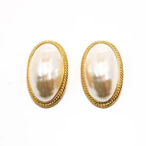 Givenchy Mabe Peral Earrings, Oval, Oversized, Couture, Designer, Runway, Clip-on