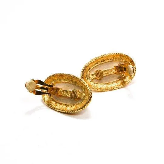 Givenchy Mabe Peral Earrings, Oval, Oversized, Couture, Designer, Runway, Clip-on