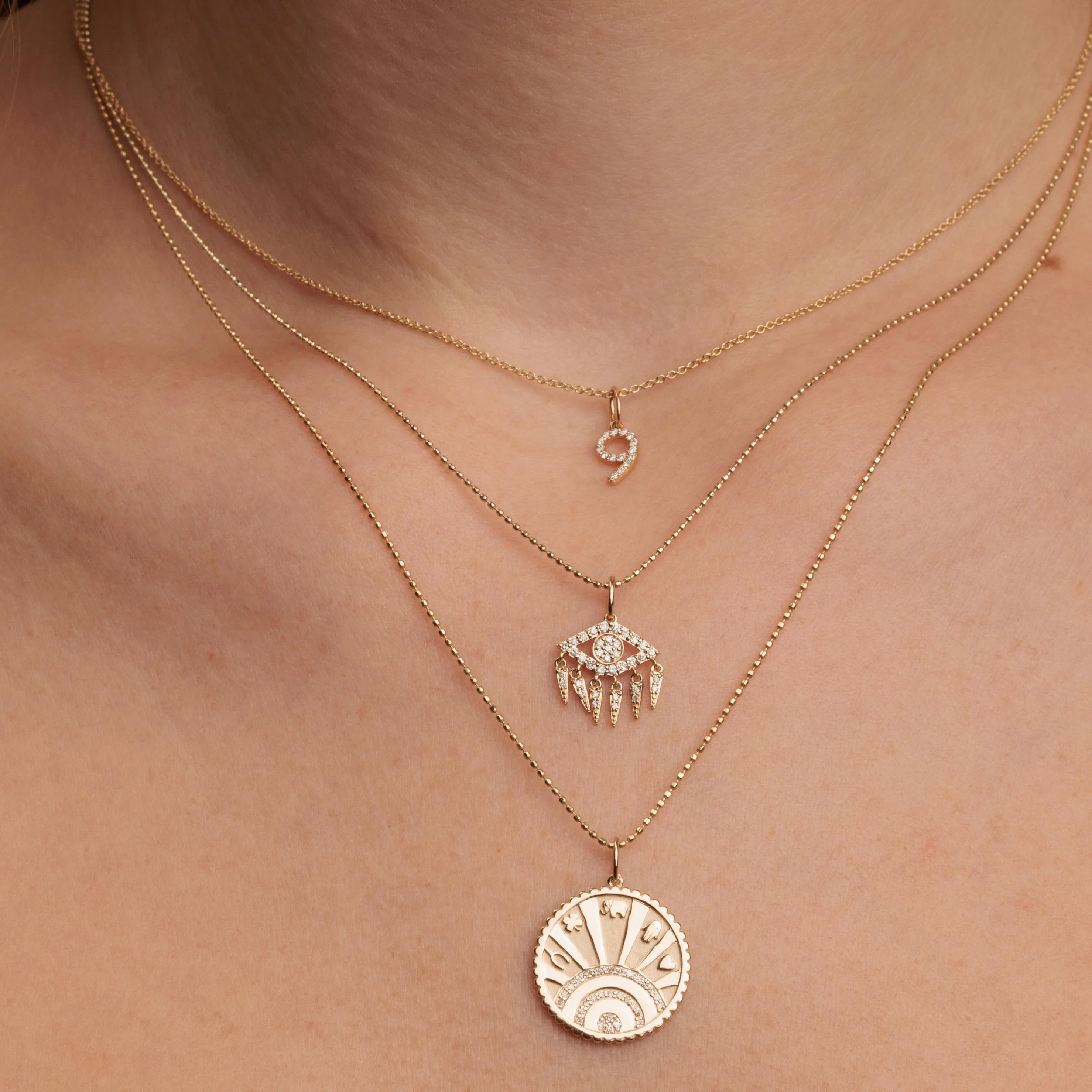 Gold & Diamond Eye Fringe Charm
