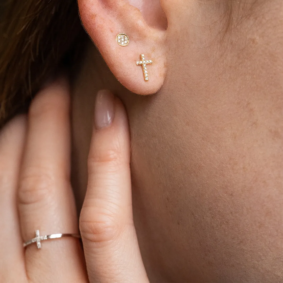 Gold & Pavé Diamond Bent Cross Ring