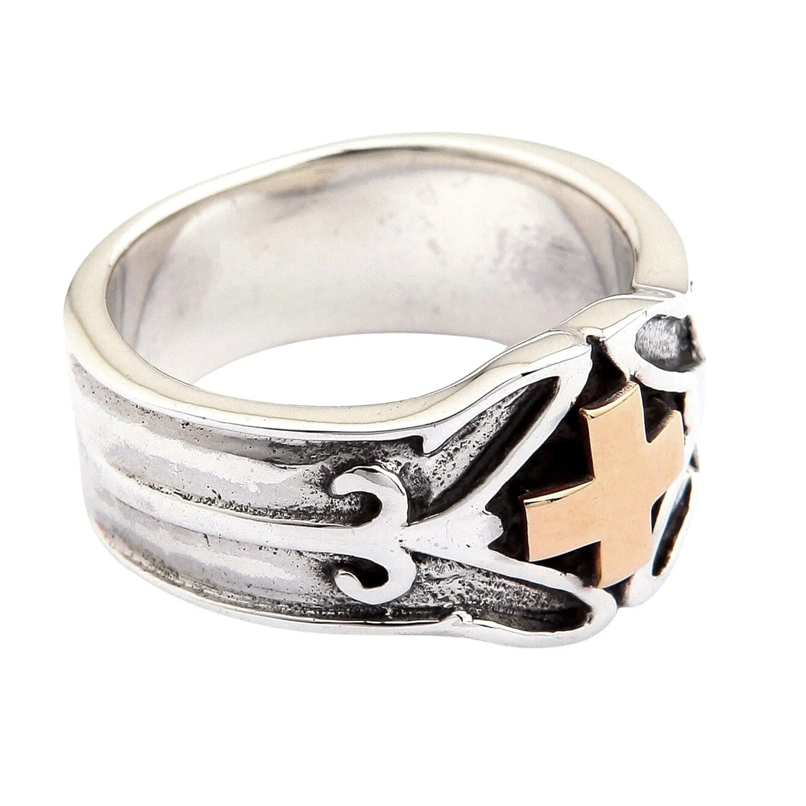 Gold Celtic Cross Sterling Silver Ring
