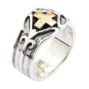 Gold Celtic Cross Sterling Silver Ring