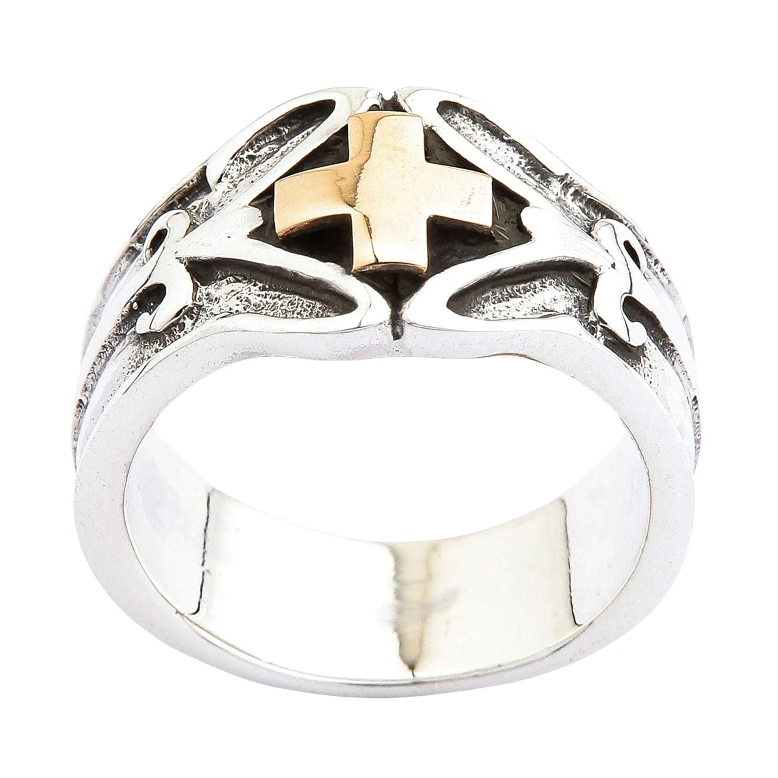 Gold Celtic Cross Sterling Silver Ring