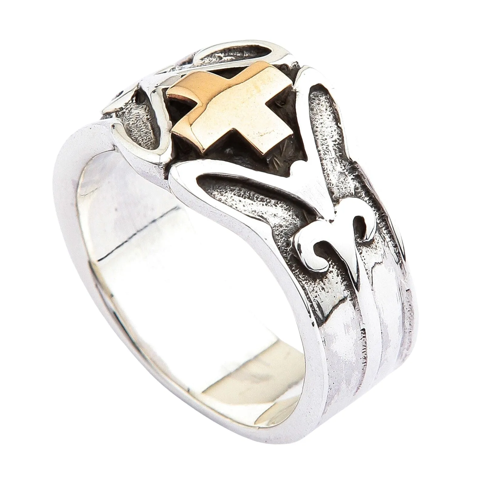 Gold Celtic Cross Sterling Silver Ring