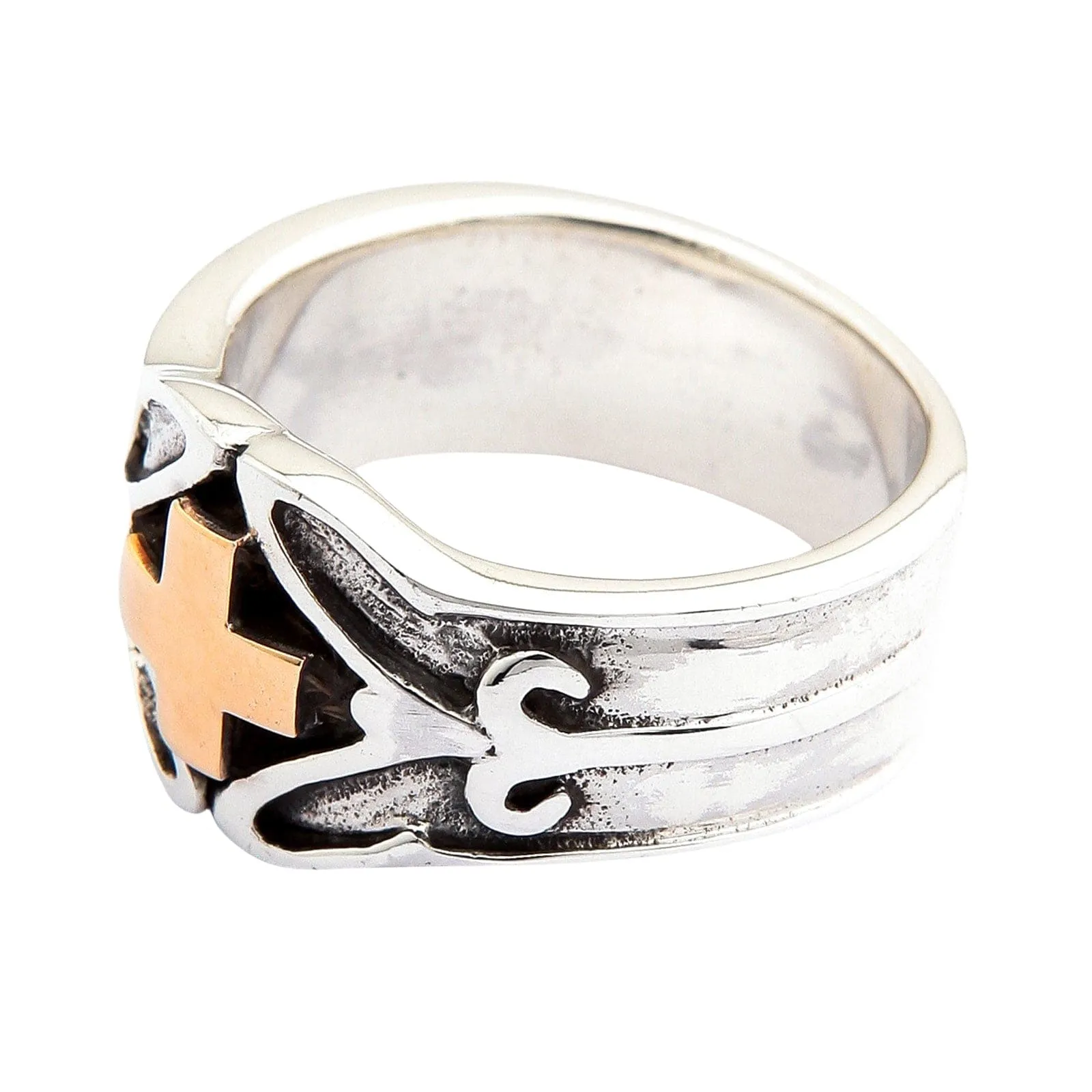 Gold Celtic Cross Sterling Silver Ring