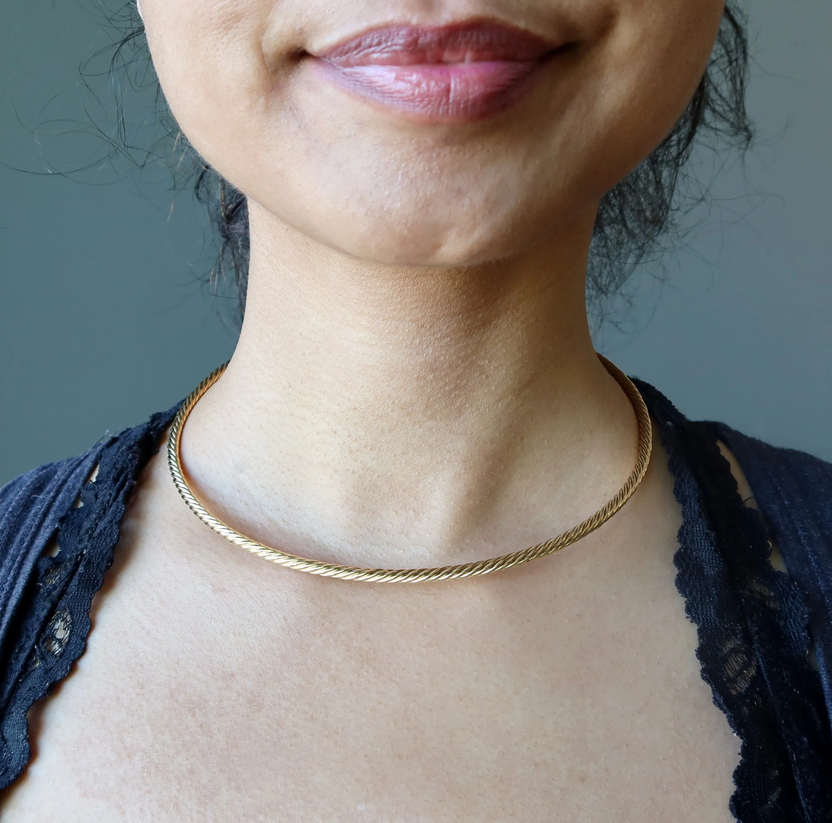 Gold Choker Necklace Fashion Forward Thick Twist