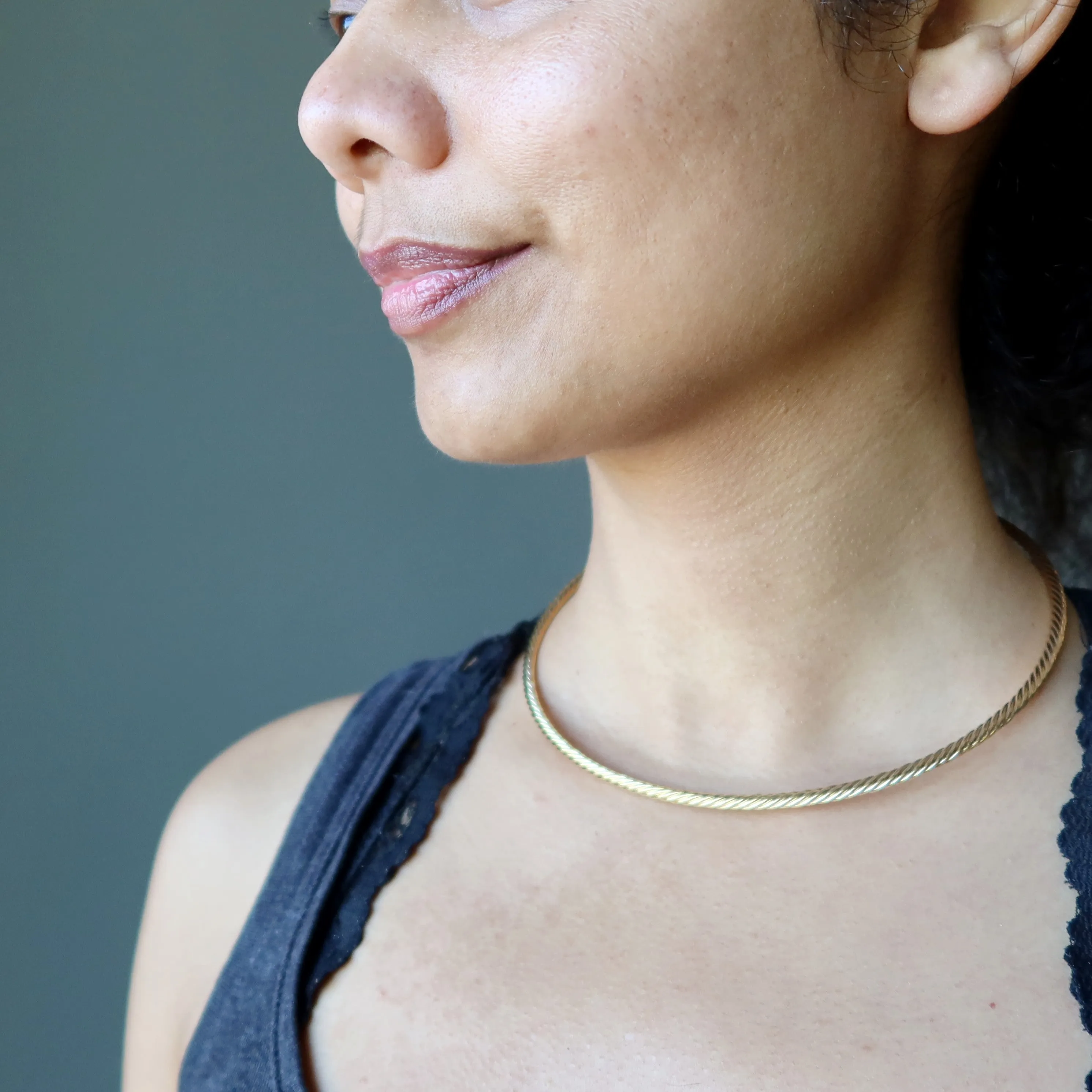 Gold Choker Necklace Fashion Forward Thick Twist