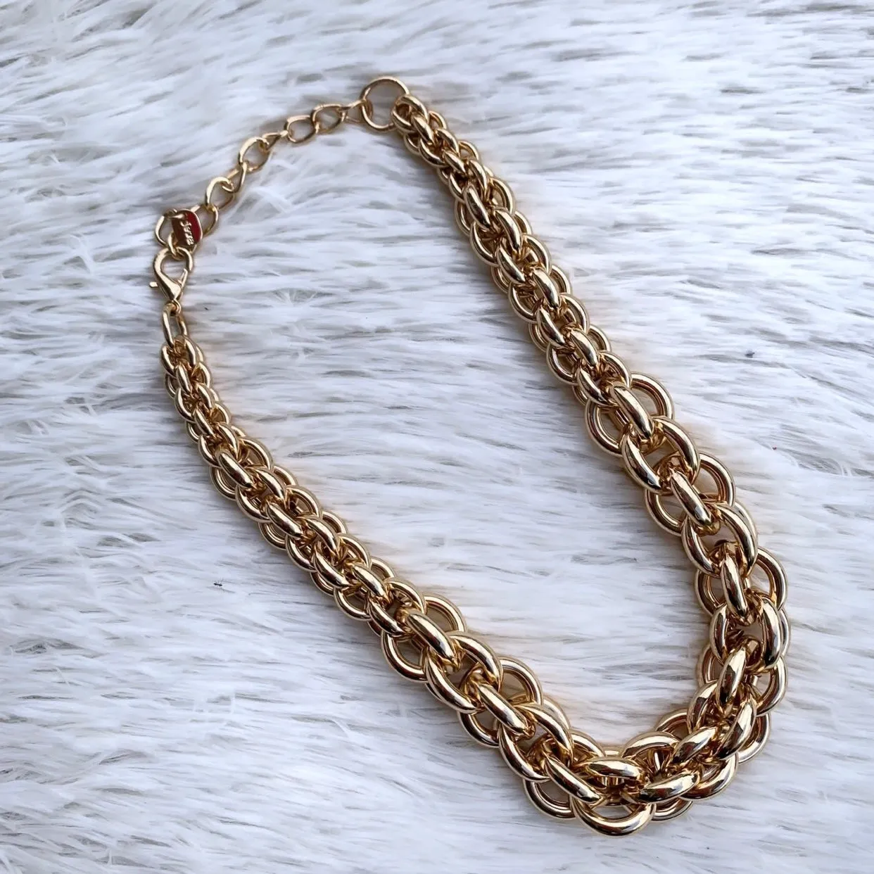 Gold Double Hoop Chain Necklace
