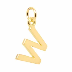 Gold Initial letter W Charm