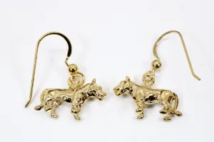Gold Lioness Earrings for her in 14kt Gold Vermeil