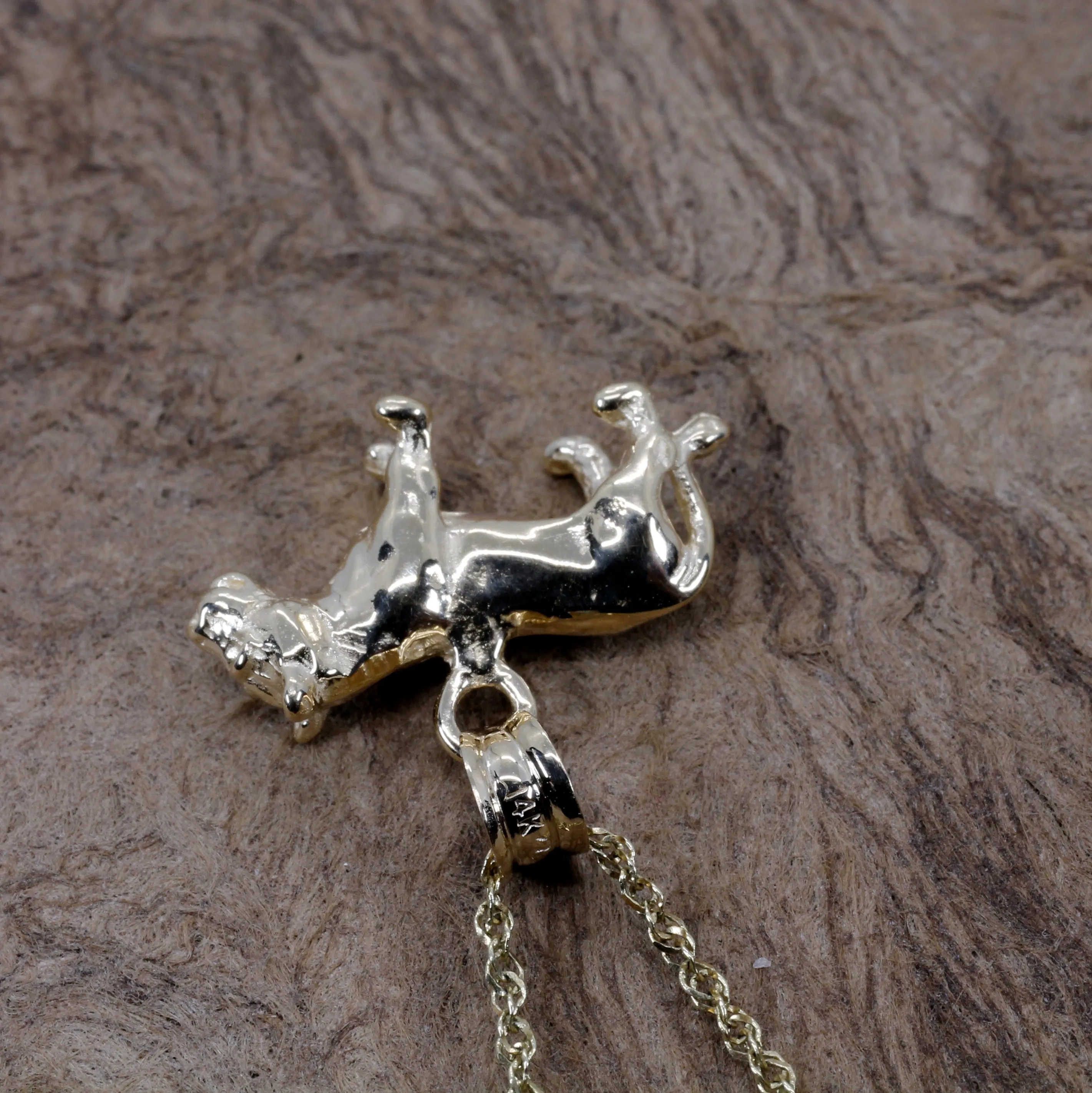 Gold Lioness Necklace for her in Solid 14kt Gold