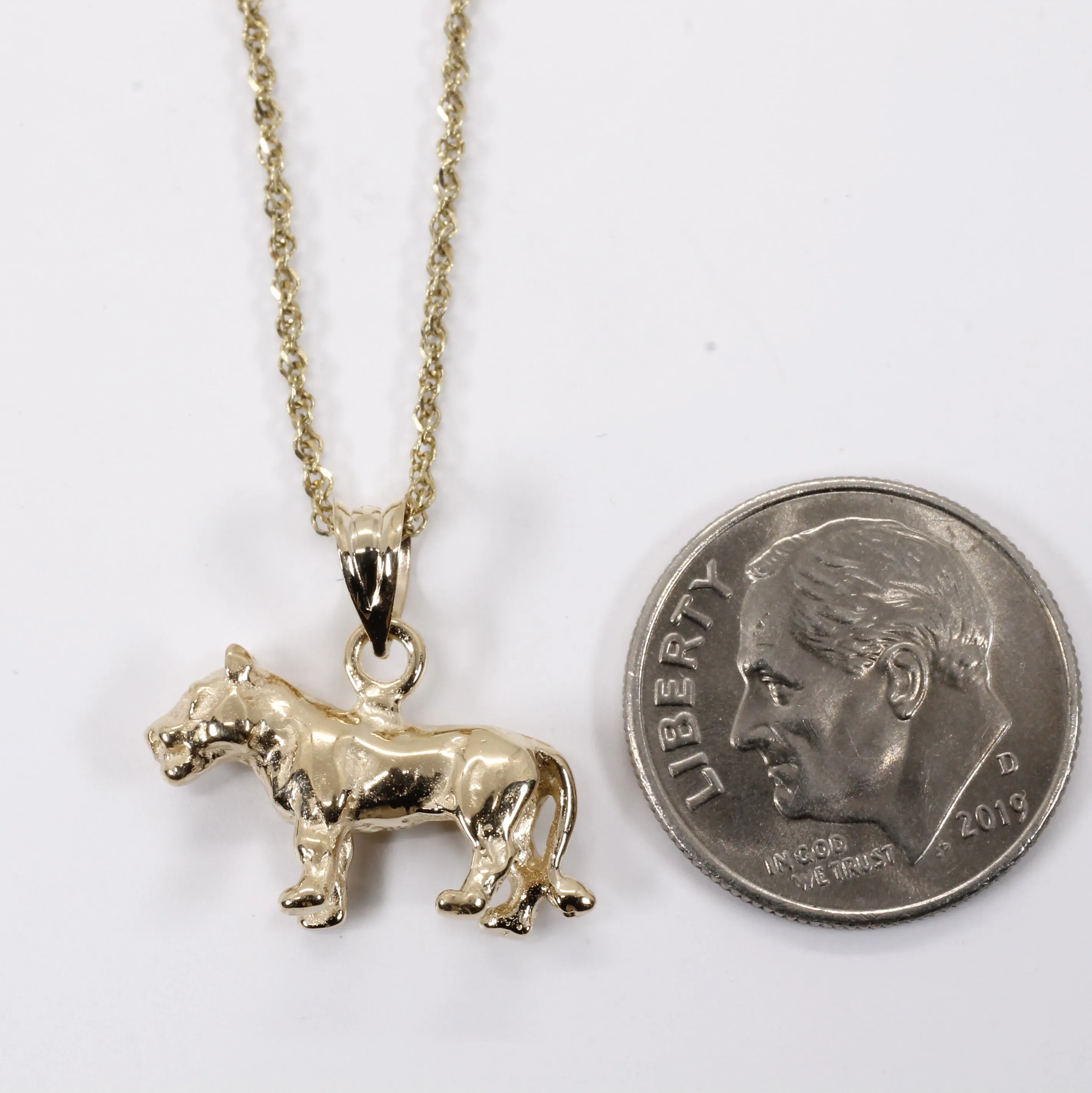 Gold Lioness Necklace for her in Solid 14kt Gold