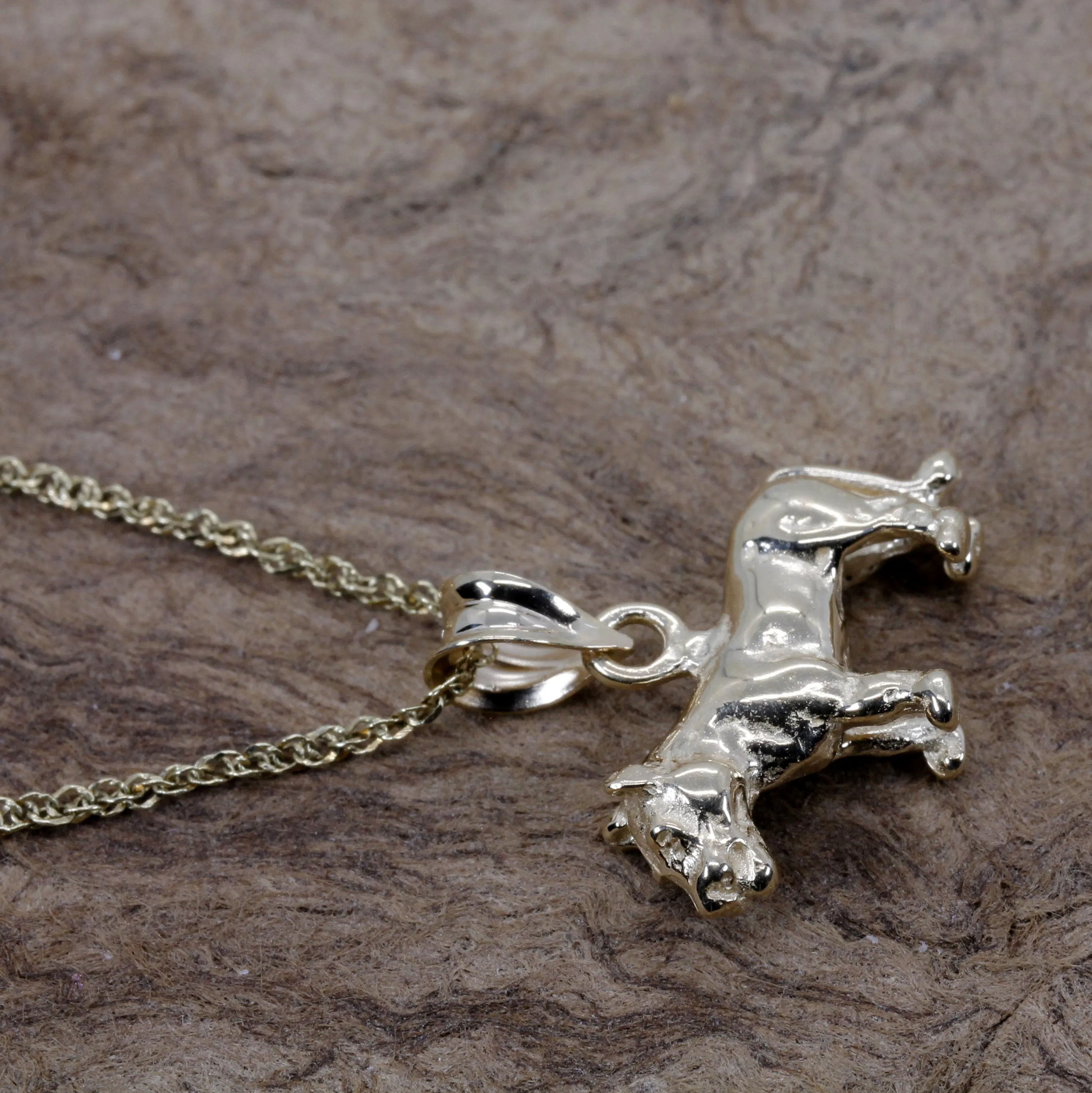 Gold Lioness Necklace for her in Solid 14kt Gold
