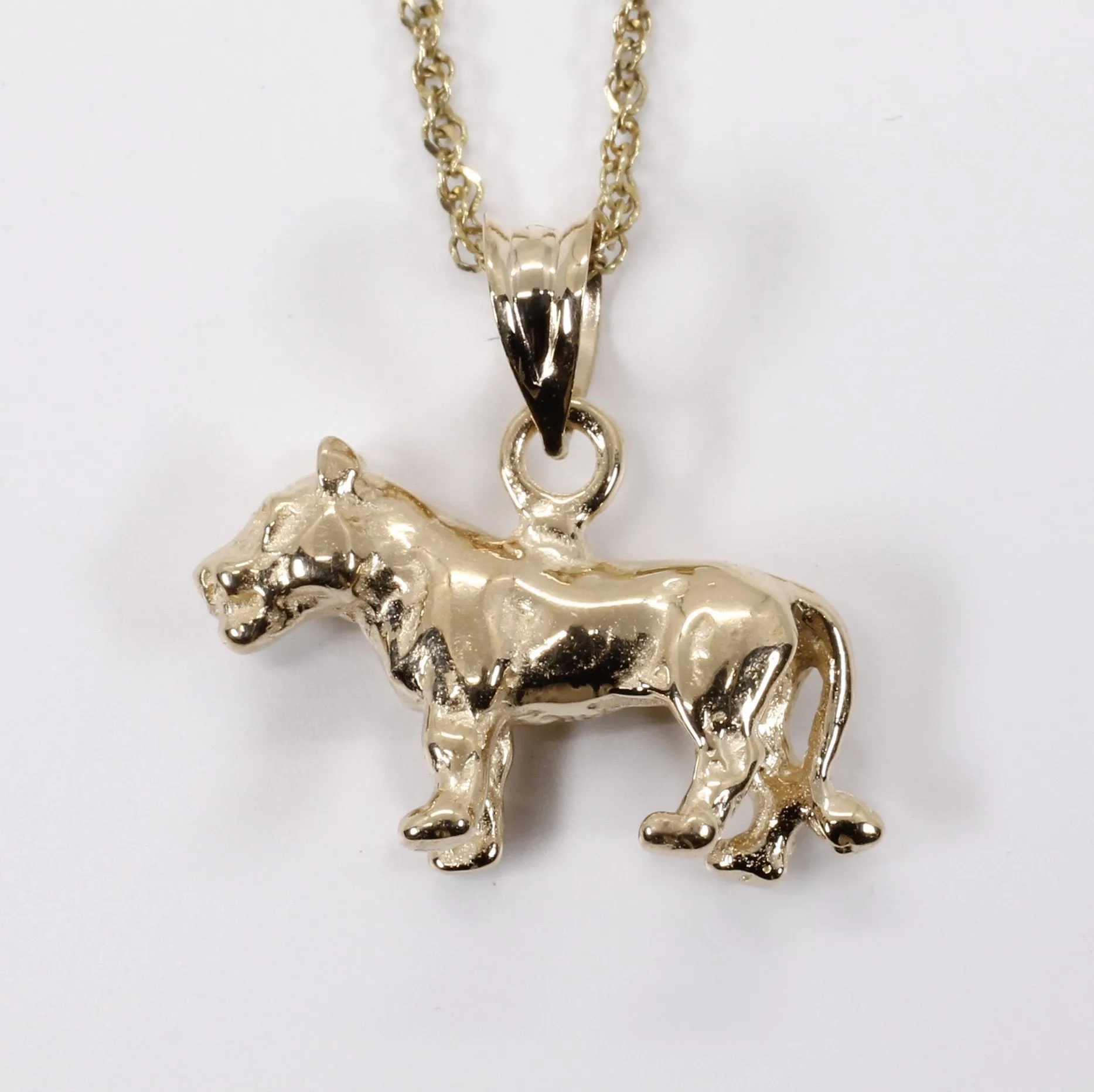 Gold Lioness Necklace for her in Solid 14kt Gold