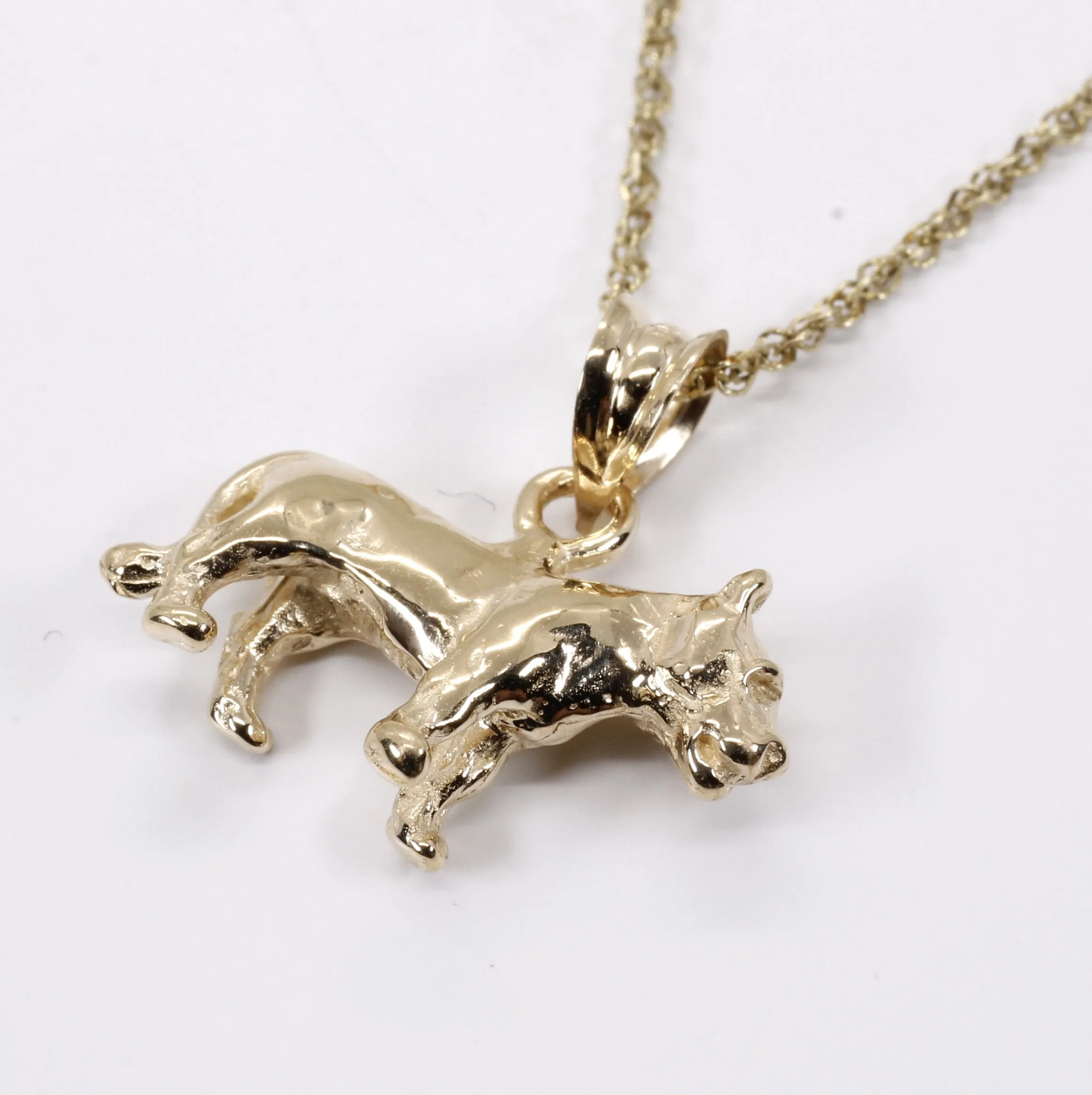 Gold Lioness Necklace for her in Solid 14kt Gold