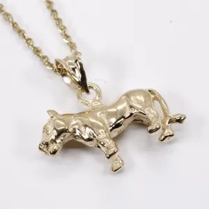 Gold Lioness Necklace for her in Solid 14kt Gold