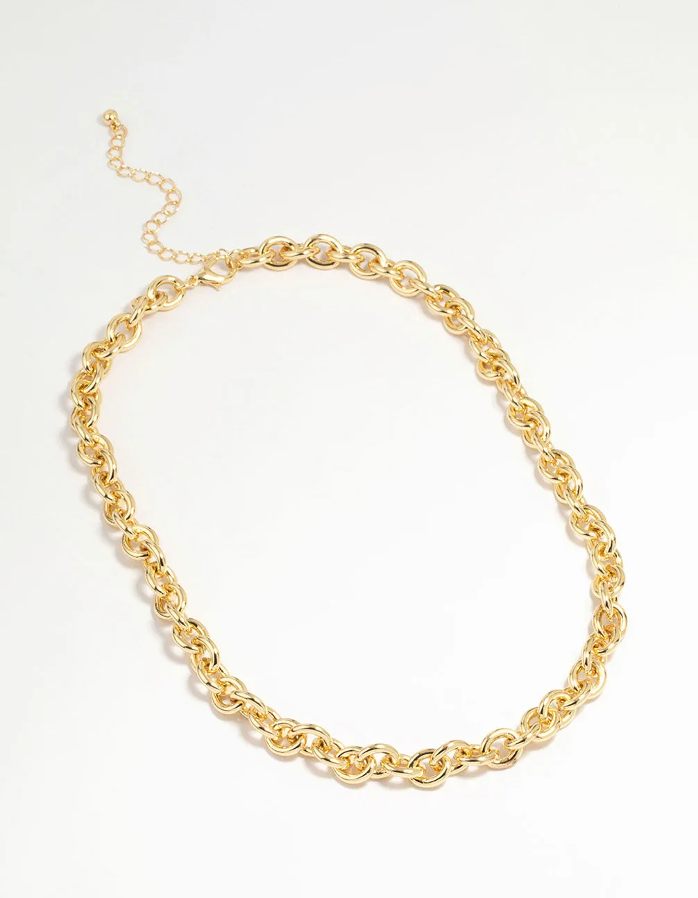 Gold Plated Thick Oval Link Chain Necklace