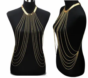 Gold Sexy Body Chain Women Necklaces&Pendants Tassel Alloy Punk Long Necklace 2015 Female Fashion Jewelry