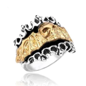 Gold Skull Crown Ring
