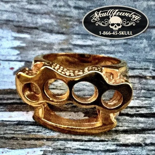 Gold Tone "Street Fighting Man" Stainless Steel Knuckles Ring (456GOLD)