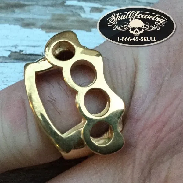 Gold Tone "Street Fighting Man" Stainless Steel Knuckles Ring (456GOLD)