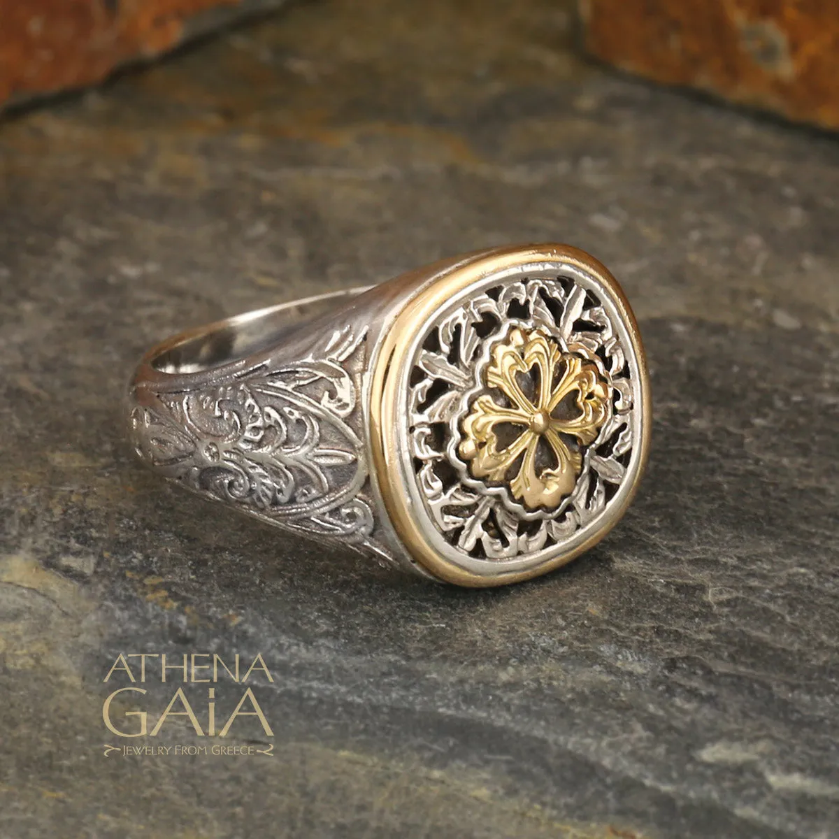 Golden Clover Border Ring