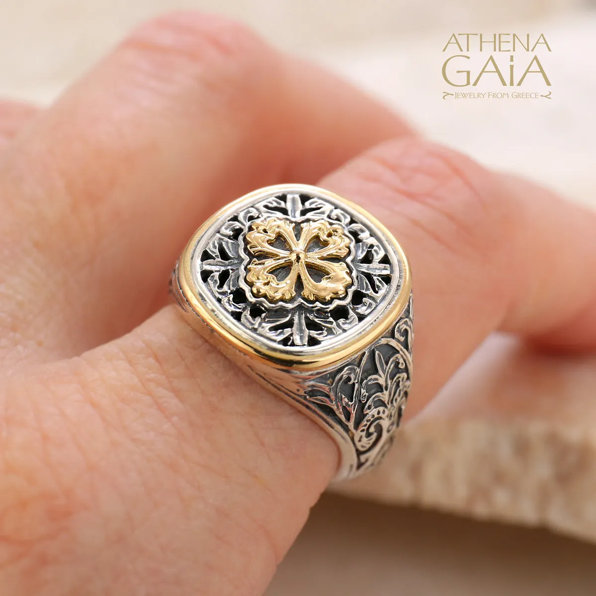 Golden Clover Border Ring