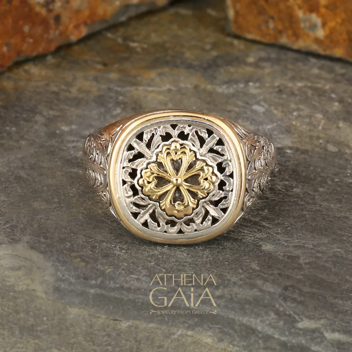 Golden Clover Border Ring